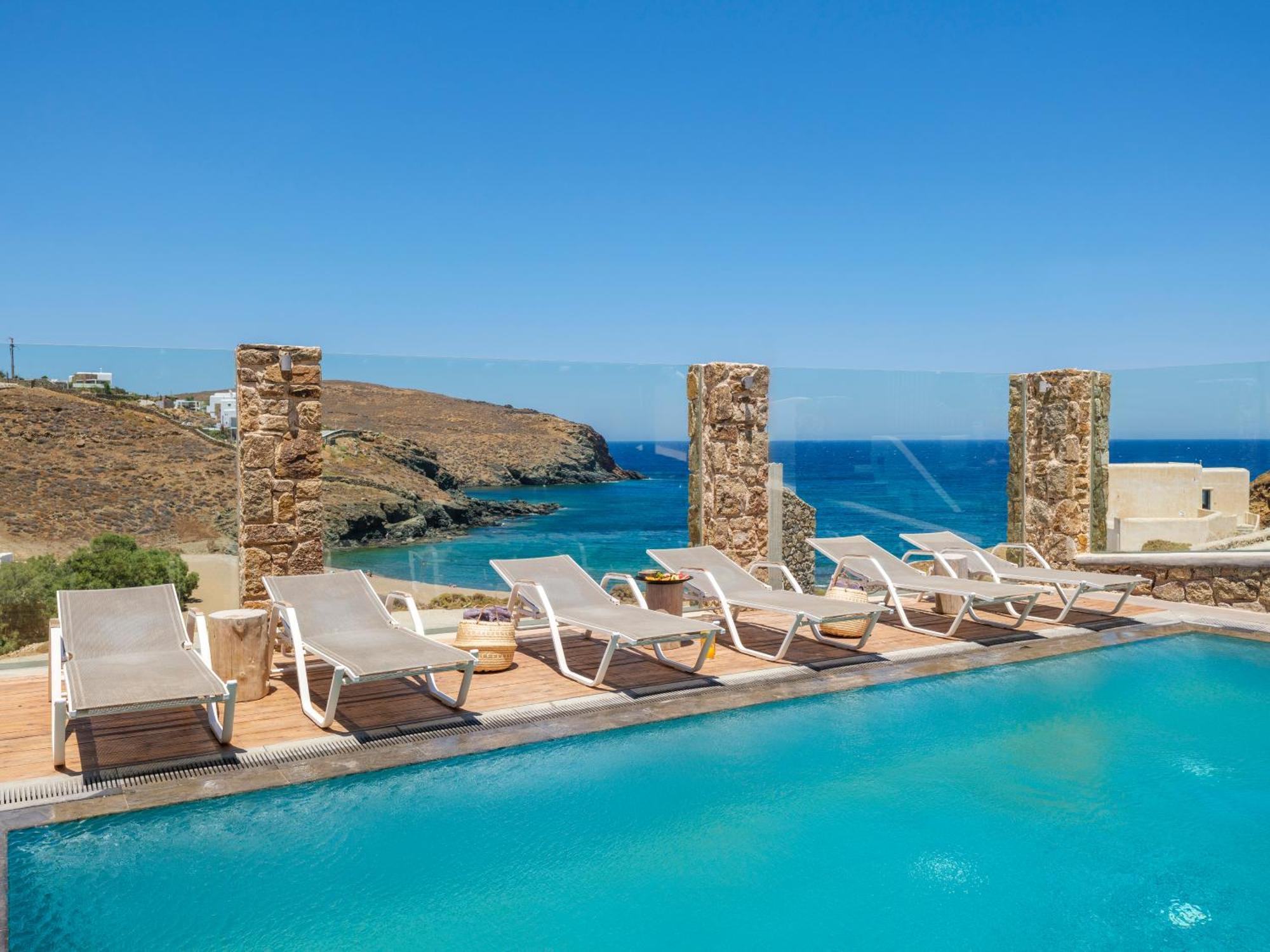 Sea Rock & Sky Private Mykonos Residence Merchia Beach Exterior photo
